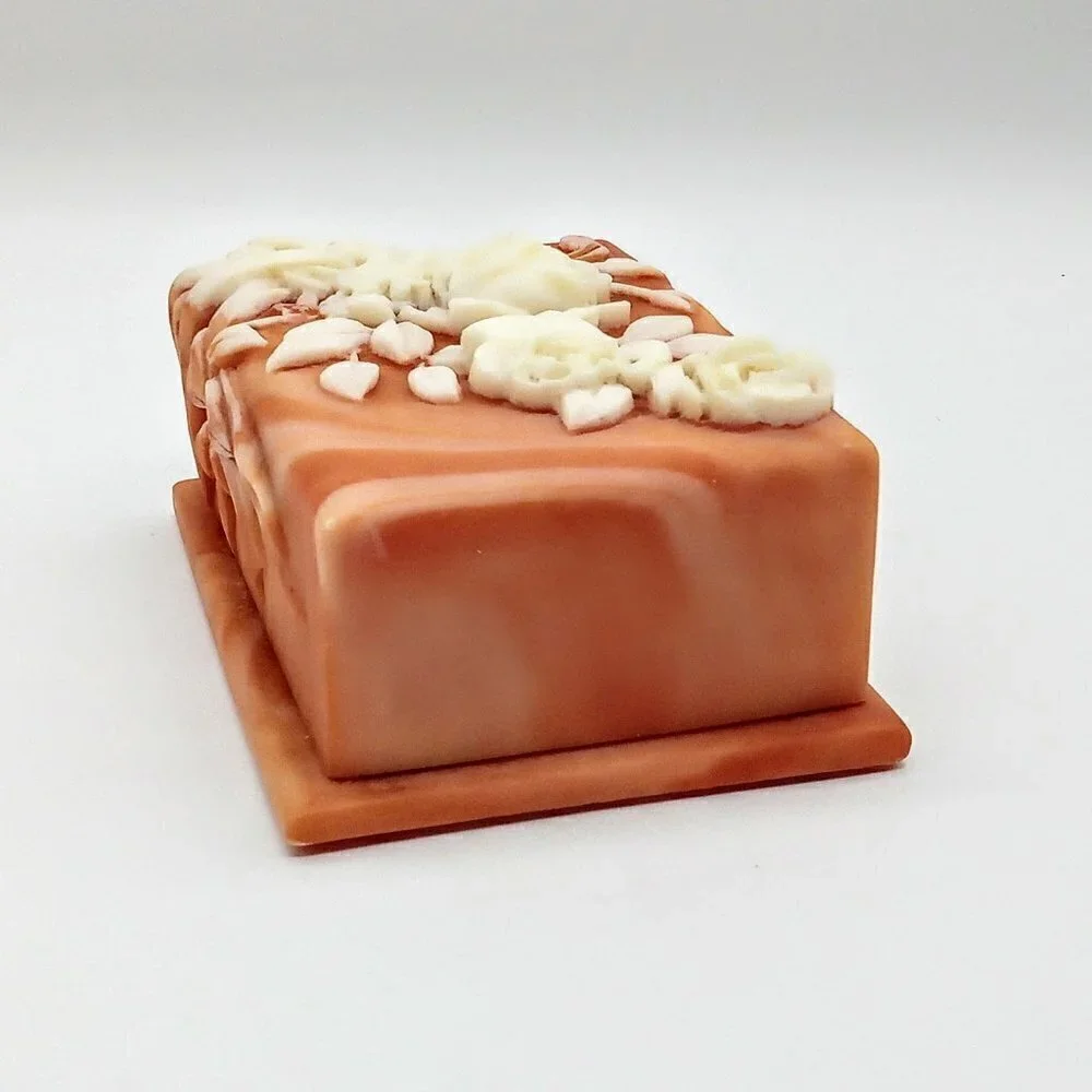Hand-Carved Incolay Rose Stone Covered Box